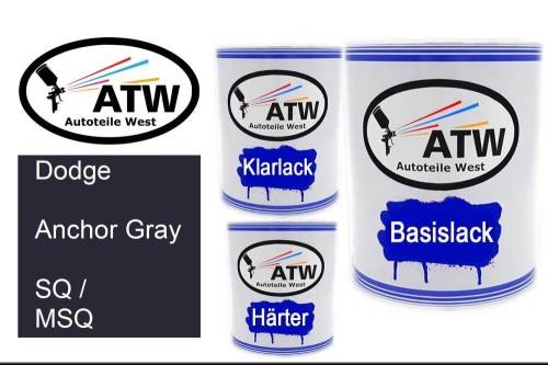 Dodge, Anchor Gray, SQ / MSQ: 1L Lackdose + 1L Klarlack + 500ml Härter - Set, von ATW Autoteile West.